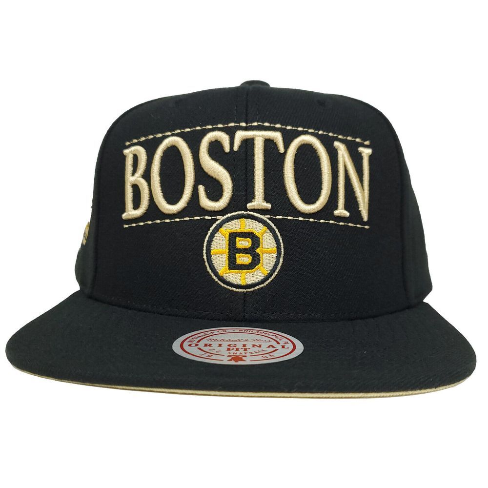 Boston Bruins Mitchell & Ness NHL Snapback Hat Cap‎ 3D Logo Side Logo Black NWT